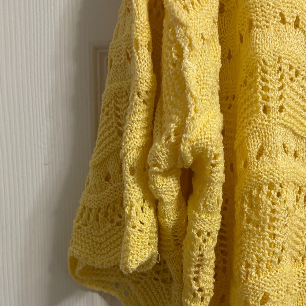 POL Yellow Open-Weave V-Neck Sweater BRAND NEW - Picture 7 of 15